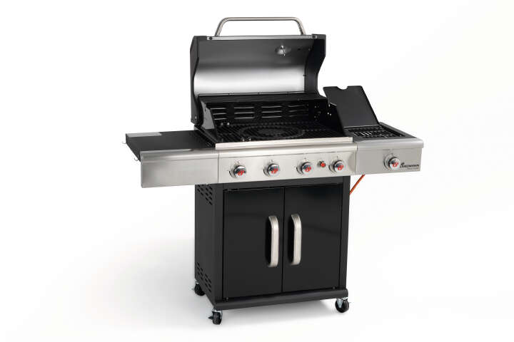 LANDMANN Triton 4.1 Gas- & Holzkohlegrill inkl. Grillaufsatz Edelstahl